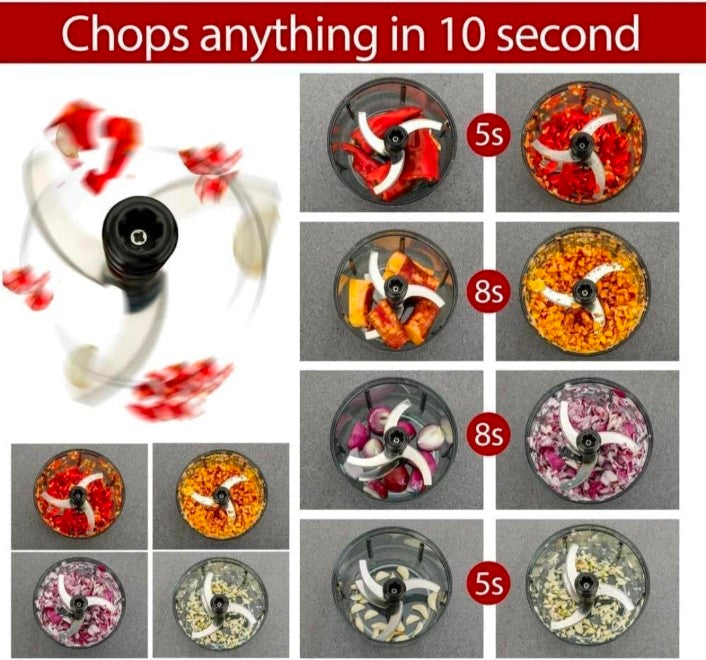 650ml Manual Food Chopper – 4 Blade Stainless Steel Vegetable & Onion Cutter 1pc