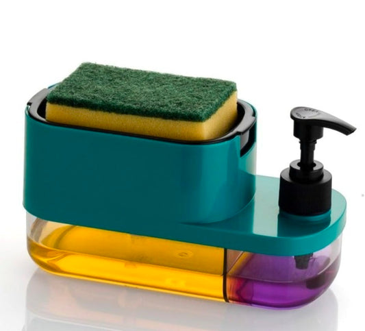 3 in 1 Dish Soap & Liquid Pump Dispenser & Sponge Holder for Kitchen Sink Countertop
