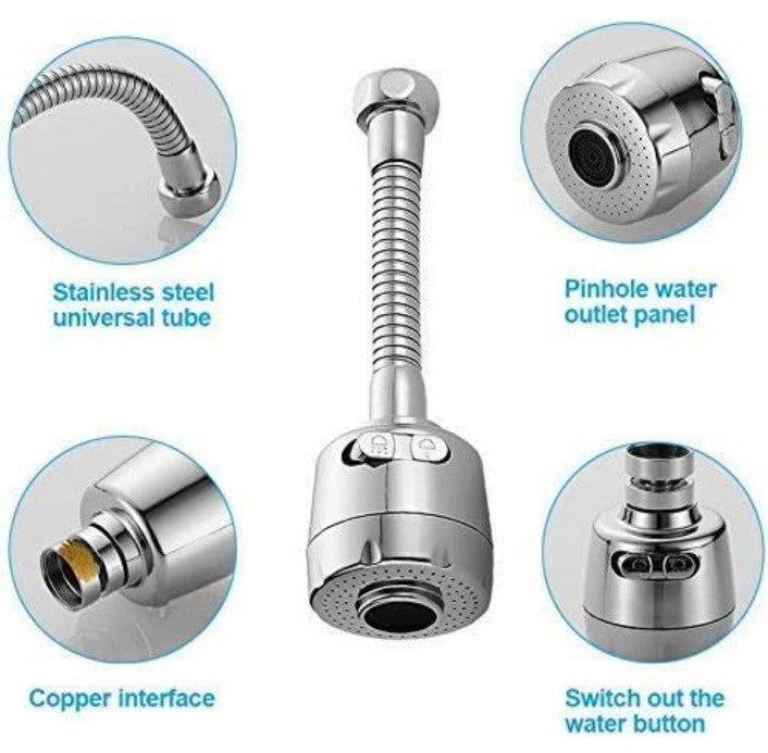 360 Degree Rotating Sink Faucet Sprayer Attachment With 2 Modes