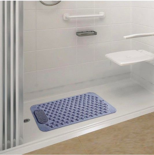 Anti Skid Mat for Bathroom Floor with Foot Scrubber, Suction Cups & Drain Holes (70X35cm) (Pack of 1)