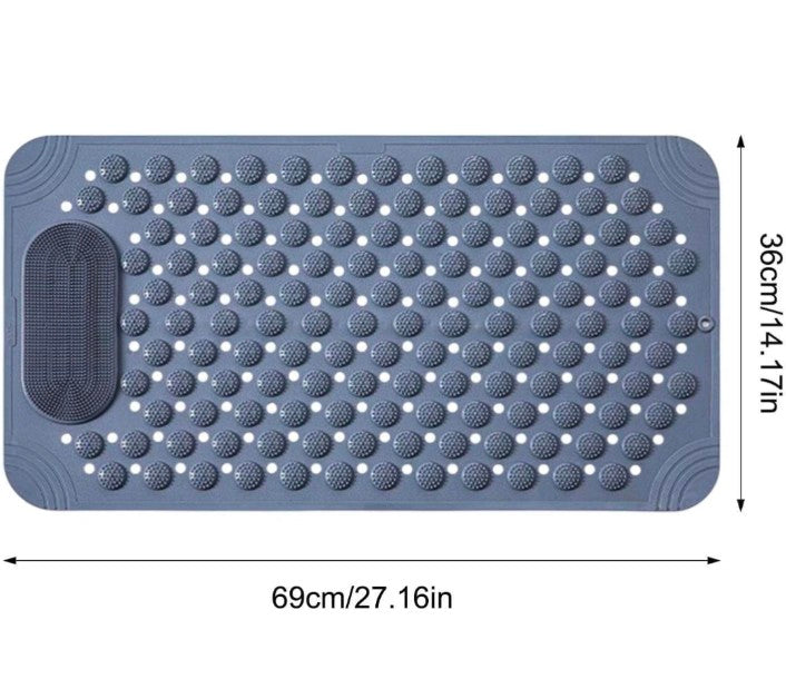 Anti Skid Mat for Bathroom Floor with Foot Scrubber, Suction Cups & Drain Holes (70X35cm) (Pack of 1)