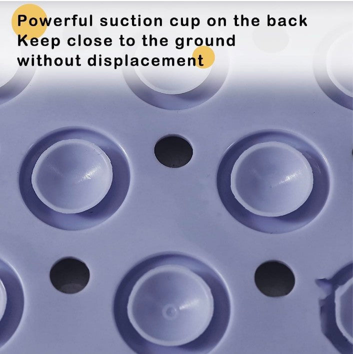 Anti Skid Mat for Bathroom Floor with Foot Scrubber, Suction Cups & Drain Holes (70X35cm) (Pack of 1)