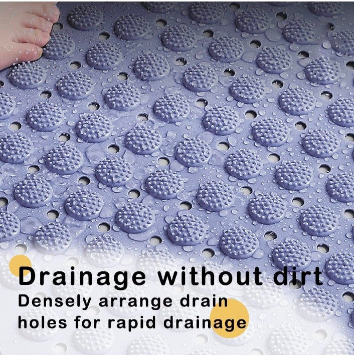 Anti Skid Mat for Bathroom Floor with Foot Scrubber, Suction Cups & Drain Holes (70X35cm) (Pack of 1)