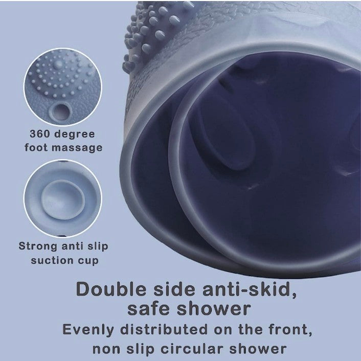 Anti Skid Mat for Bathroom Floor with Foot Scrubber, Suction Cups & Drain Holes (70X35cm) (Pack of 1)