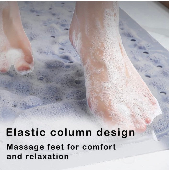 Anti Skid Mat for Bathroom Floor with Foot Scrubber, Suction Cups & Drain Holes (70X35cm) (Pack of 1)