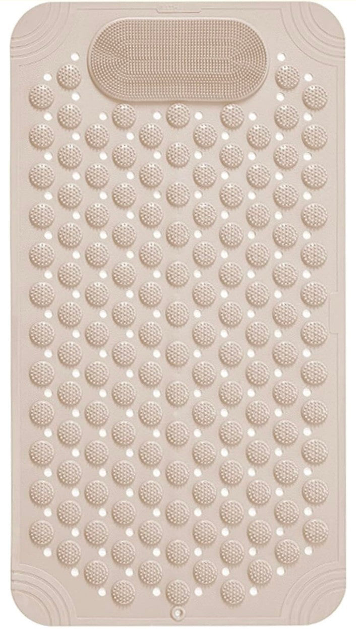 Anti Skid Mat for Bathroom Floor with Foot Scrubber, Suction Cups & Drain Holes (70X35cm) (Pack of 1)