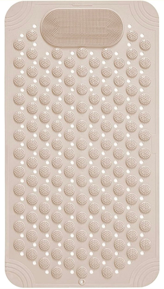 Anti Skid Mat for Bathroom Floor with Foot Scrubber, Suction Cups & Drain Holes (70X35cm) (Pack of 1)